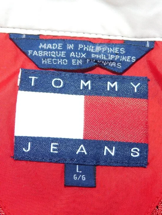 VTG 90s Y2K Tommy Jeans Hilfiger mens L Full Zip Blue Windbreaker Jacket - Picture 5 of 16